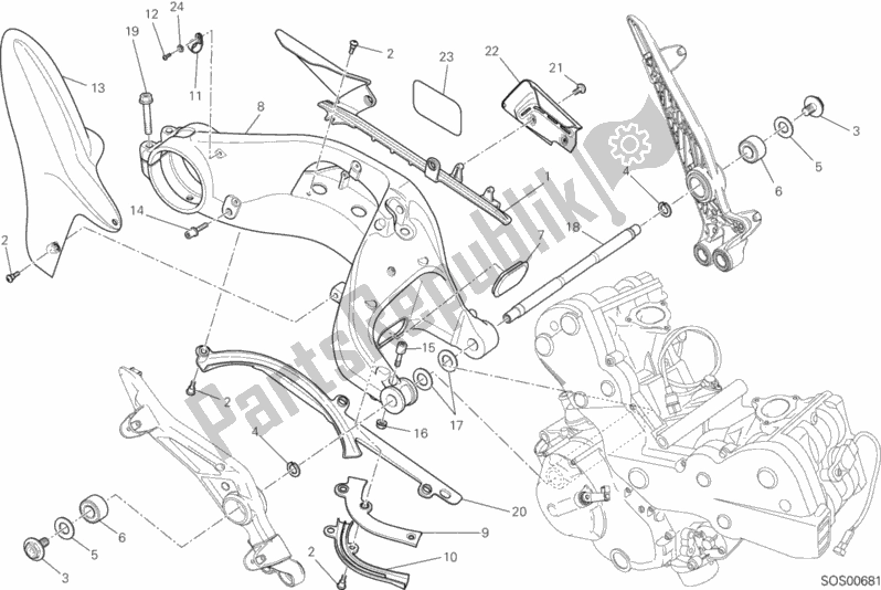 All parts for the 28a - Forcellone Posteriore of the Ducati Hypermotard SP 821 2015